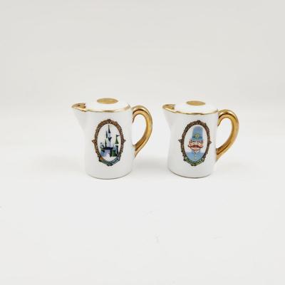 VINTAGE DISNEY CASTLE - OFFICER - PRINCESS SALT & PEPPER SHAKER PITCHERS