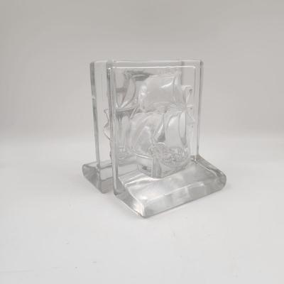FANTASTIC VINTAGE GLASS SHIP BOOKENDS