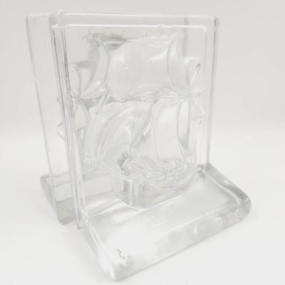 FANTASTIC VINTAGE GLASS SHIP BOOKENDS