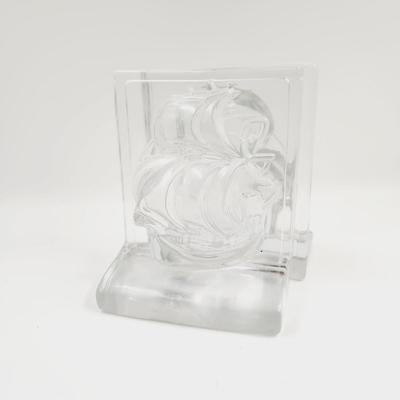FANTASTIC VINTAGE GLASS SHIP BOOKENDS