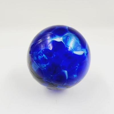 BEAUTIFUL BLUE GLASS WISHING COLLECTABLE BALL