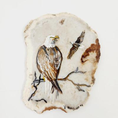 AMAZING ARTIST SIGNED EAGLE ROCK SLAB ART