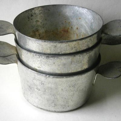 (3) Vintage French #10 Tin Charlotte Pans/Molds
