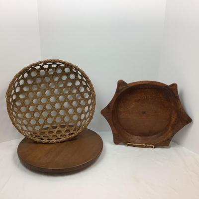 Lot # 1086  African Hand-carved Wood Artisanal Serving Bowl, Wooden Lazy-susan, VintageTobacco Bowl