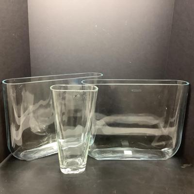 Lot # 1102 Three Large Oval Clear Glass Vases