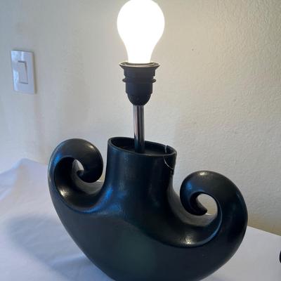 Pair of Matching Black Ceramic Lamps (LR-RG)