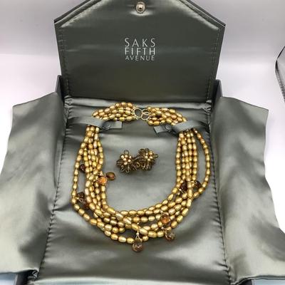 1150 Saks Fifth Ave. Pearl & Topaz Necklace Set