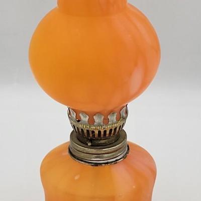 Vintage Orange Opaline Miniature Oil Lamp