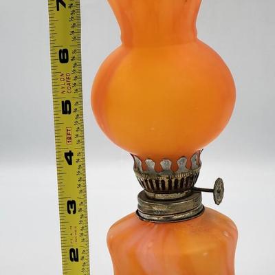 Vintage Orange Opaline Miniature Oil Lamp