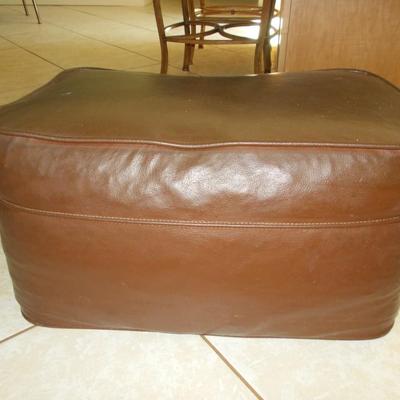 Brown Ottoman, possibly leather