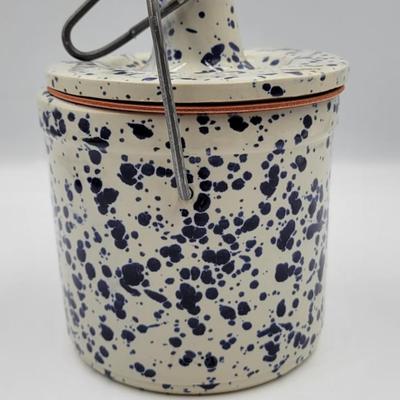 Beautiful Blue and White Stoneware Crock