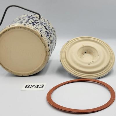 Beautiful Blue and White Stoneware Crock
