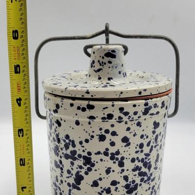 Beautiful Blue and White Stoneware Crock