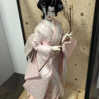 Vintage Japanese NISHI Doll (ND) / GEISHA Doll with Large Glass Case
