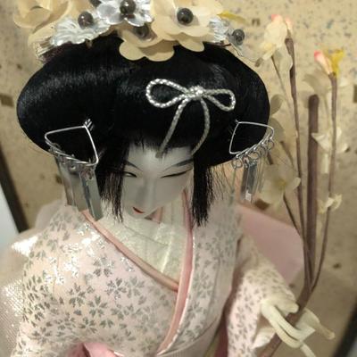 Vintage Japanese NISHI Doll (ND) / GEISHA Doll with Large Glass Case