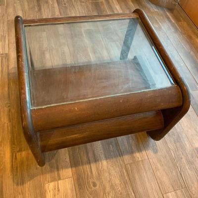 Mid Century Modern Wood Table with Glass Top (BLR-HS)