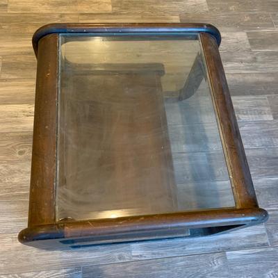 Mid Century Modern Wood Table with Glass Top (BLR-HS)