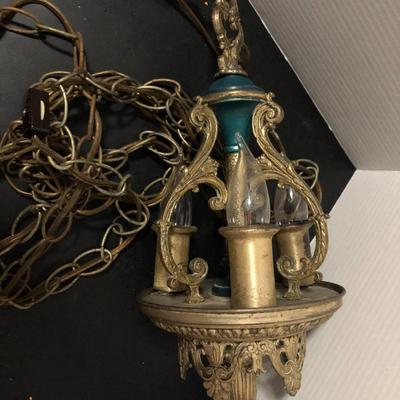 Antique Art Deco Hanging Lamp / Tested & Working!
