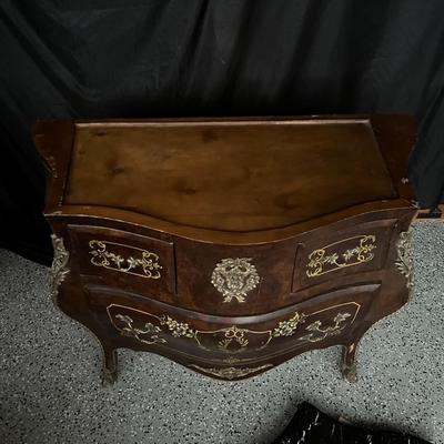 Vintage Marble Top French Louis XV Style Bombe Chest of Drawers