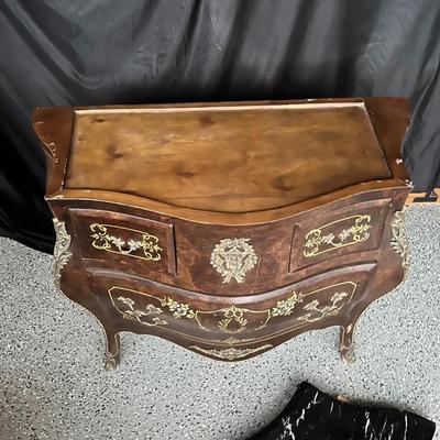 Vintage Marble Top French Louis XV Style Bombe Chest of Drawers
