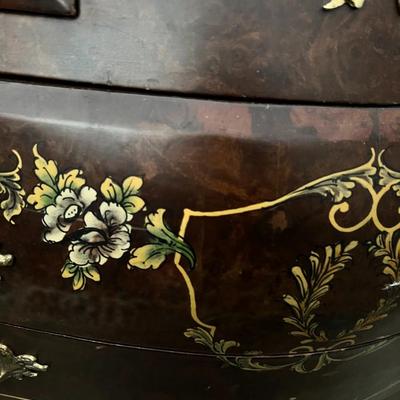 Vintage Marble Top French Louis XV Style Bombe Chest of Drawers