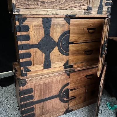 Vintage Japanese Tansu Cabinet Set