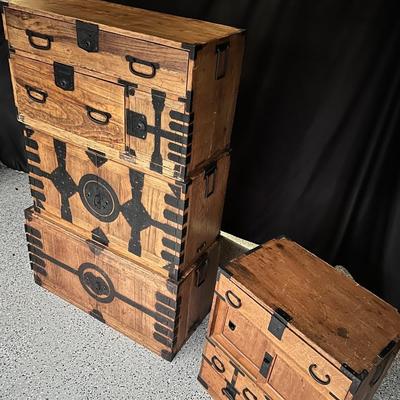 Vintage Japanese Tansu Cabinet Set