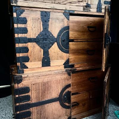 Vintage Japanese Tansu Cabinet Set