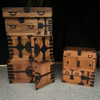 Vintage Japanese Tansu Cabinet Set