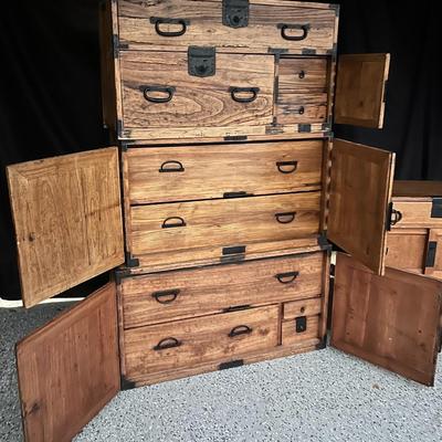 Vintage Japanese Tansu Cabinet Set