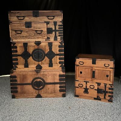 Vintage Japanese Tansu Cabinet Set