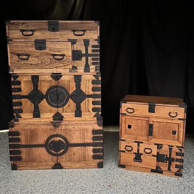 Vintage Japanese Tansu Cabinet Set