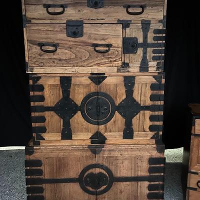 Vintage Japanese Tansu Cabinet Set