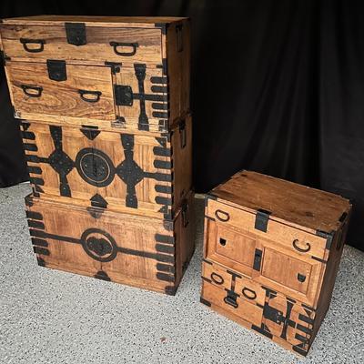 Vintage Japanese Tansu Cabinet Set