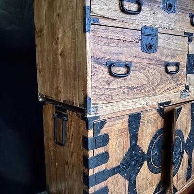 Vintage Japanese Tansu Cabinet Set