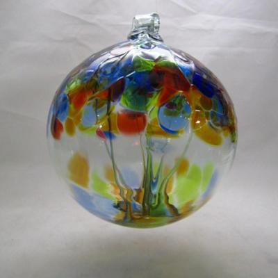 Colorful Hand Blown Glass Ornament- Approx 6