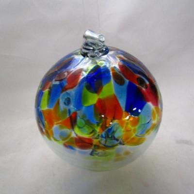 Colorful Hand Blown Glass Ornament- Approx 6