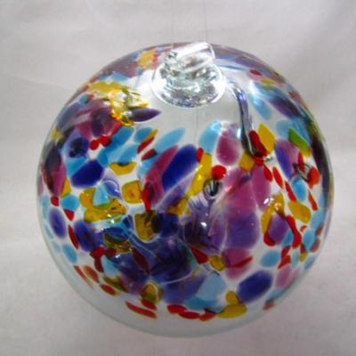 Large, Colorful Hand Blown Glass Ornament- Approx 9