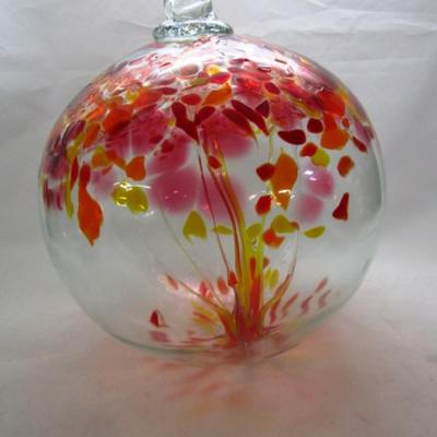 Large, Colorful Hand Blown Glass Ornament- Approx 9