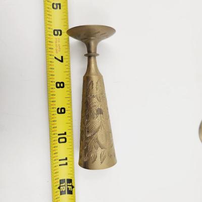 PAIR OF BEAUTIFUL ETCHED BRASS VASES