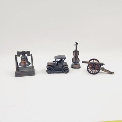 VINTAGE DIE CAST METAL ANTIQUE FINISH PENCIL SHARPENER BUNDLE 4 PC