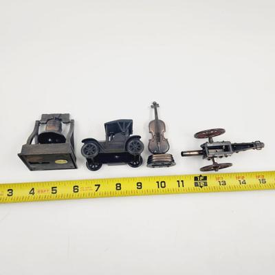 VINTAGE DIE CAST METAL ANTIQUE FINISH PENCIL SHARPENER BUNDLE 4 PC