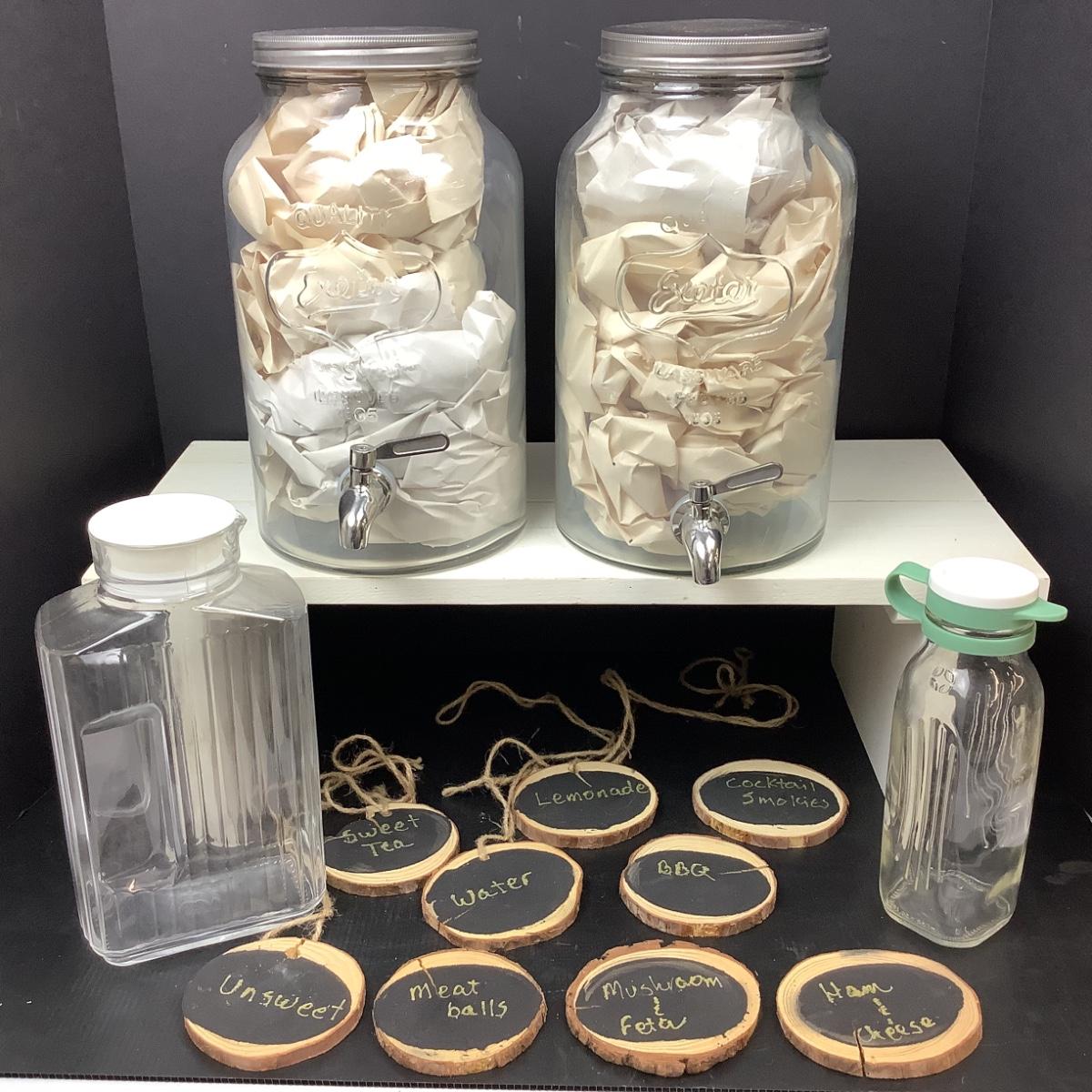 1108 Pair of Embossed Glass Beverage Dispenser