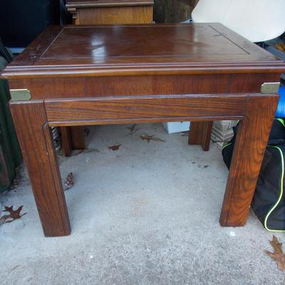 Dark Oak Side Table with Grass Accents made by Lane