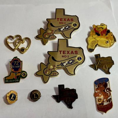 10 VINTAGE LION'S CLUB PINS FROM VARIOUS CHAPTERS
