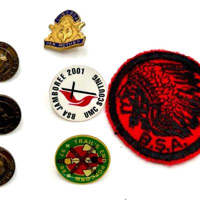 7 ASSORTED BOY SCOUT PINS AND PATCH