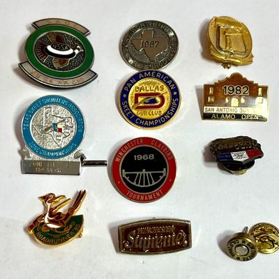 11 VINTAGE GUN CLUB AND SHOOTER'S ASSOCIATION PINS