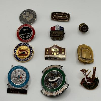 11 VINTAGE ASSORTED GUN CLUB AND SHOOTER ASSOCIATION PINS