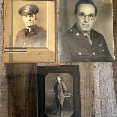3 ANTIQUE PHOTOGRAPHS OF YOUNG MILITARY MEN