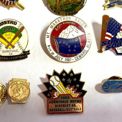 16 ASSORTED YOUTH ATHLETICS ENAMEL HAT PINS